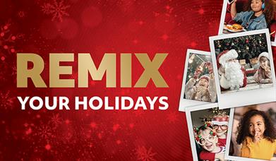 Red poster: Remix Your Holidays