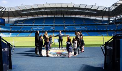 Fans on a tour inside the Etihad Stadium