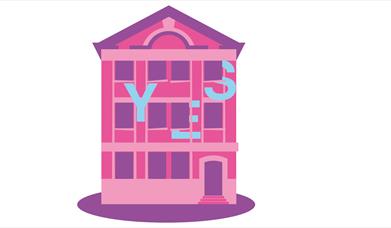 Illutration of pink YES building