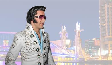 Elvis impersonator in Salford Quays