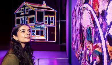 Art room with glow in the dark illustrations