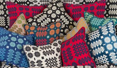 Cushions with handmade colourful covers